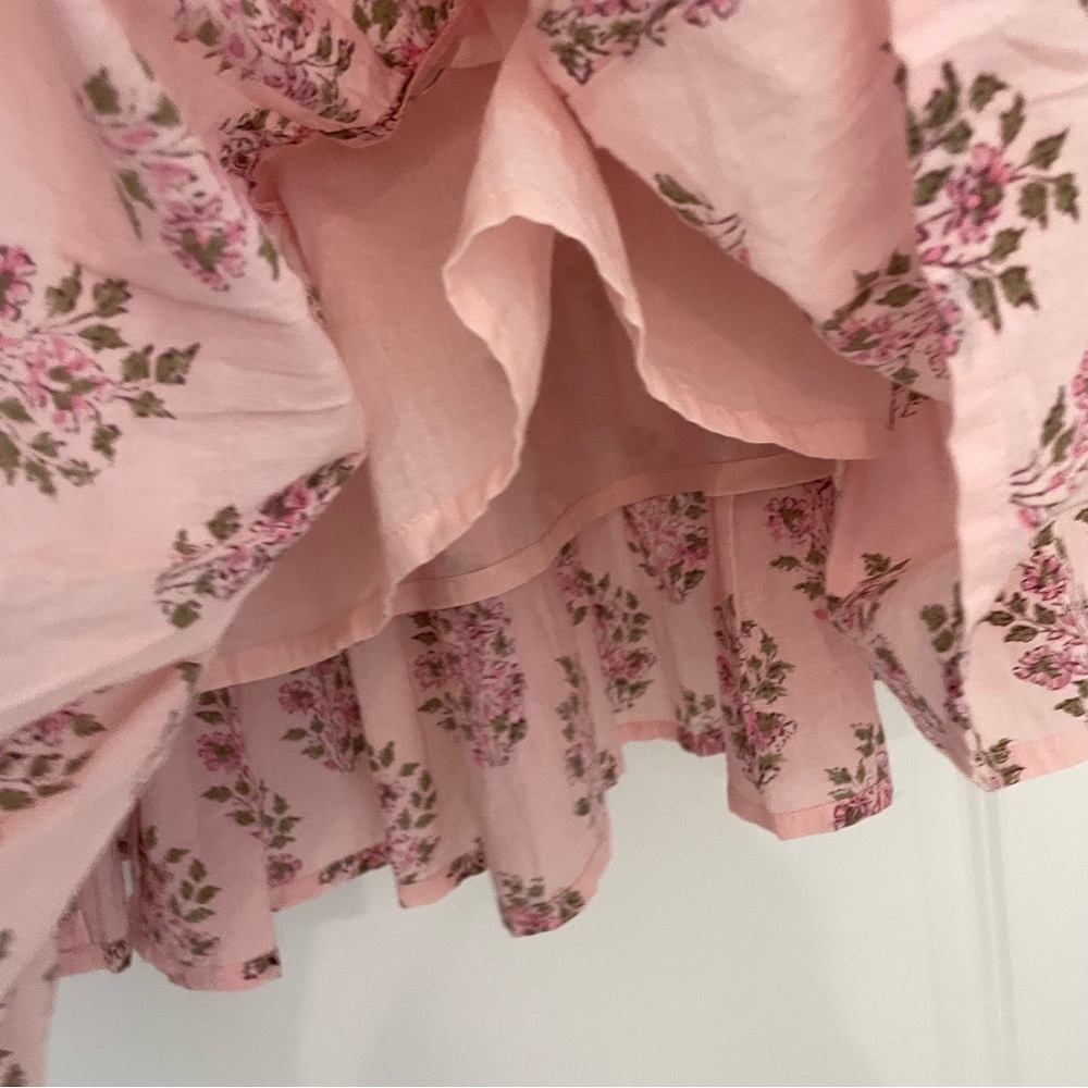 Madison Mathews Pink Tiered Ruffle Skirt Cottagecore coastal. 21 - Picture 5 of 7